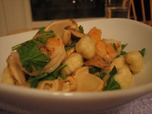 matsutake gnocci with watercress