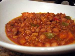 home made chili with rancho gordo heirloom beans