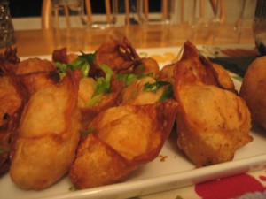 home made salmon cream cheese wontons