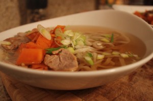 udon noodles with pork tenderloin and sweet potatoes "moon viewing noodles"