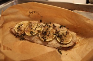 red snapper en papillote with lime & thyme