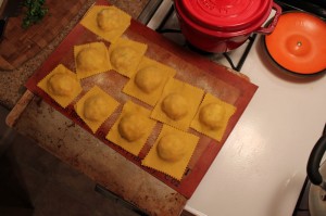 lobster ravioli on silpat